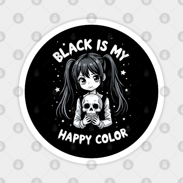 Black Is My Happy Color Dark Minimalist Aesthetic Humor Magnet by Anticorporati